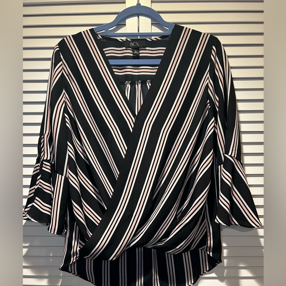 BCX Bell Sleeve Blouse, Black, XL